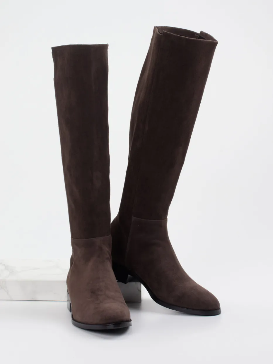 Damen Di Lauro – Kniehohe Stiefel aus Veloursleder Dunkel