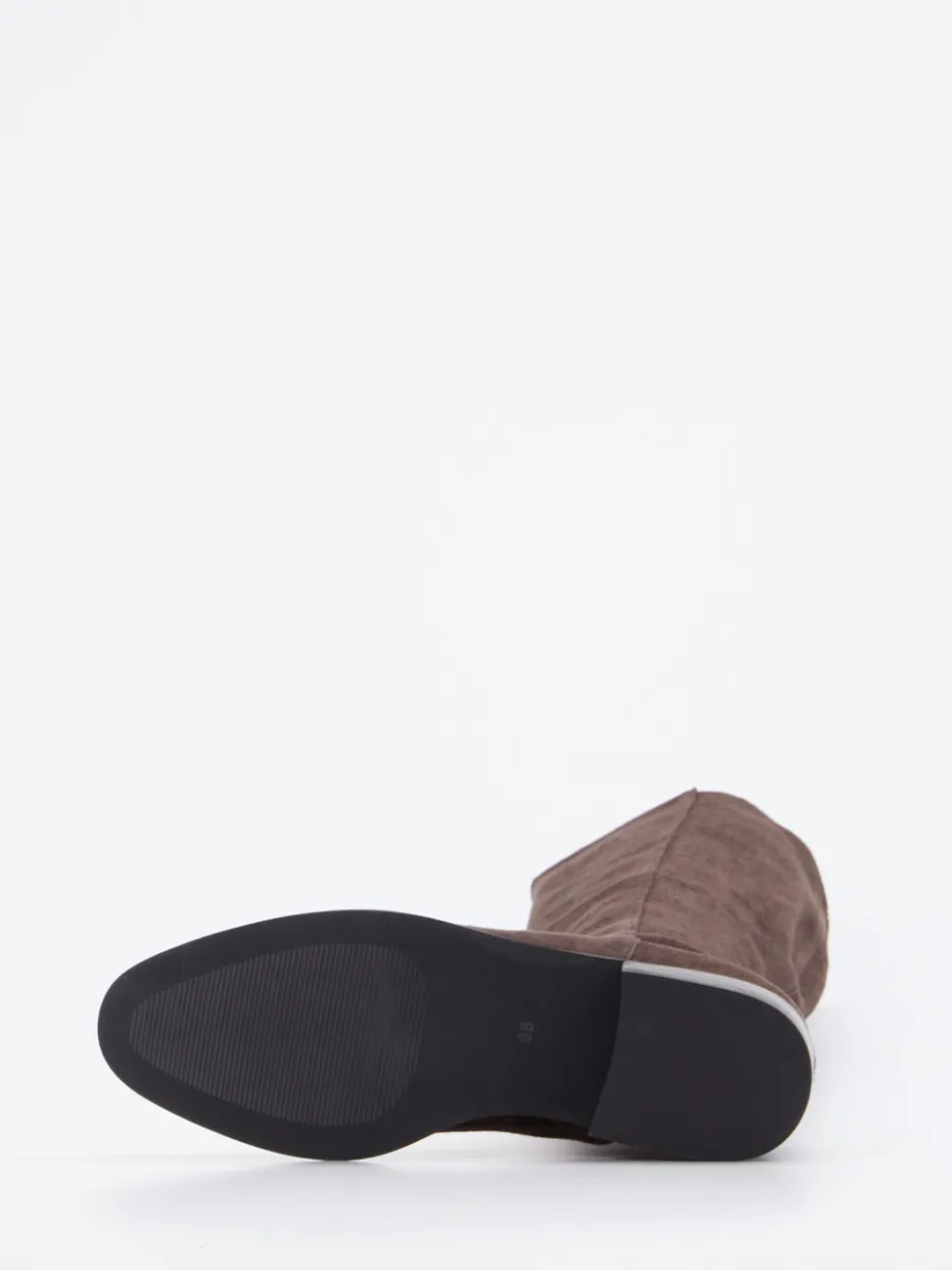 Damen Di Lauro – Kniehohe Stiefel aus Veloursleder Dunkel