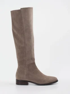 – Kniehohe Stiefel aus Veloursleder Taupe*Di Lauro Outlet