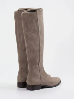 – Kniehohe Stiefel aus Veloursleder Taupe*Di Lauro Outlet