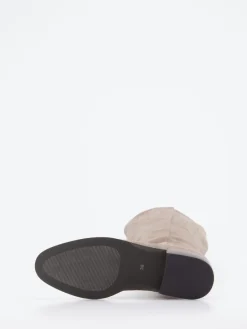 – Kniehohe Stiefel aus Veloursleder Taupe*Di Lauro Outlet