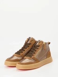 Damen DL Sport – High-Top Sneaker aus Metallicleder bronze