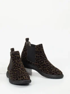 Damen Donna Carolina – Chelsea Boots aus Veloursleder Leoprint