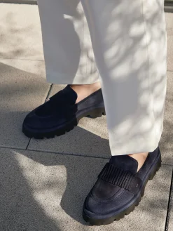 – Chunky Loafer aus Veloursleder Dunkel*Donna Carolina Clearance