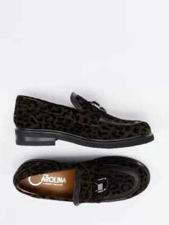 Damen Donna Carolina – Loafer aus Veloursleder mit Leoprint