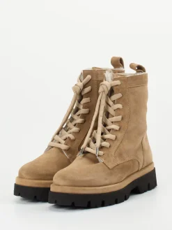Damen Donna Carolina – Schnürboots aus Veloursleder in Beige