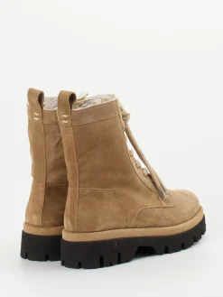 Damen Donna Carolina – Schnürboots aus Veloursleder in Beige