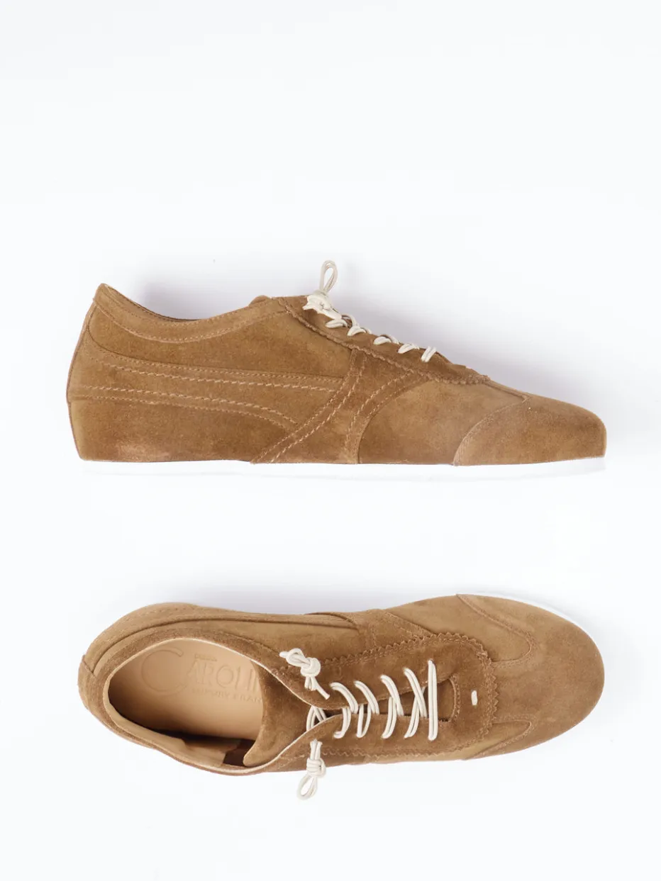 Damen Donna Carolina – Schnürschuhe aus Veloursleder Cognac