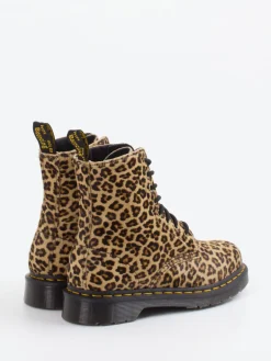Damen Dr. Martens – Schnürboots aus Fellimitat Leoprint