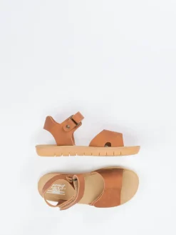 – Klettsandalen aus geprägtem Leder cognac*Däumling Outlet