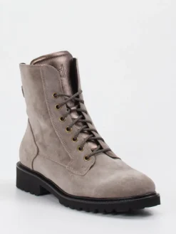 – Schnürstiefeletten aus Veloursleder in Taupe*Durea New