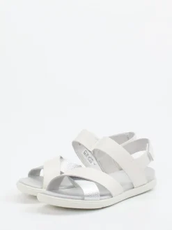 Damen Ecco – Komfortsandale aus Kalbleder Off-White