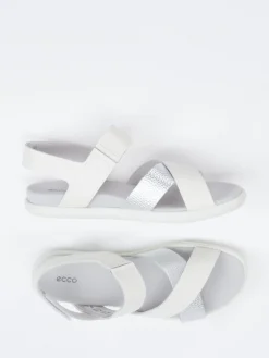 Damen Ecco – Komfortsandale aus Kalbleder Off-White