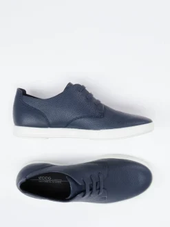 Herren Ecco – Schnürschuh aus genarbtem Leder dunkel