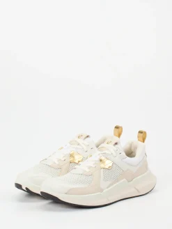 Damen Ecco – Sneaker aus Kalbleder und Mesh Creme