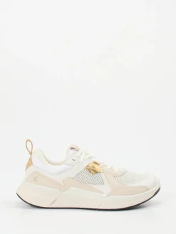 Damen Ecco – Sneaker aus Kalbleder und Mesh Creme