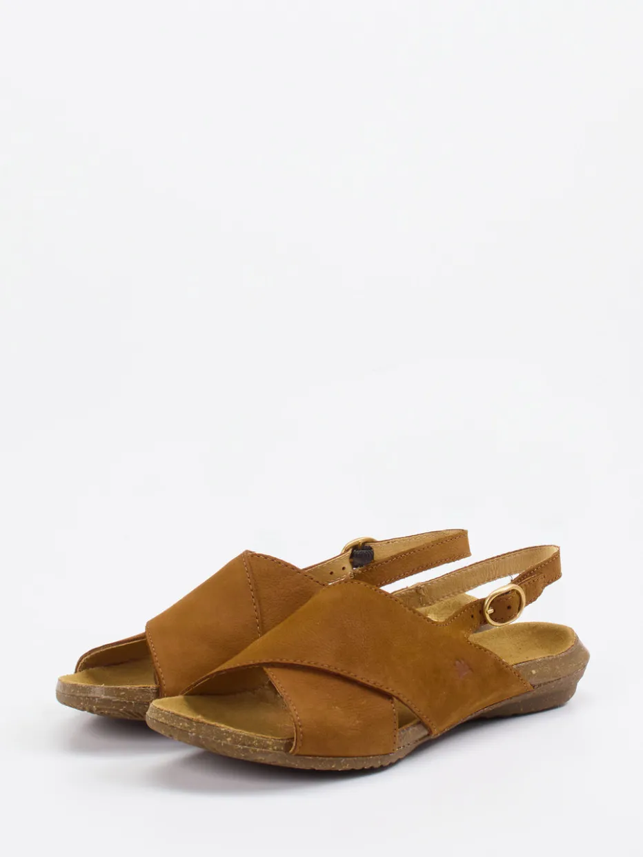 Damen El Naturalista – Komfortsandale aus Nubukleder cognac