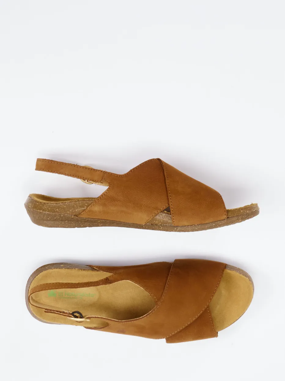 Damen El Naturalista – Komfortsandale aus Nubukleder cognac