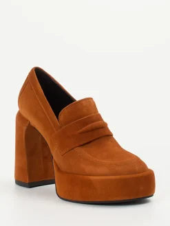 Damen Elena Iachi – Plateau-Loafer aus Veloursleder Rostbraun