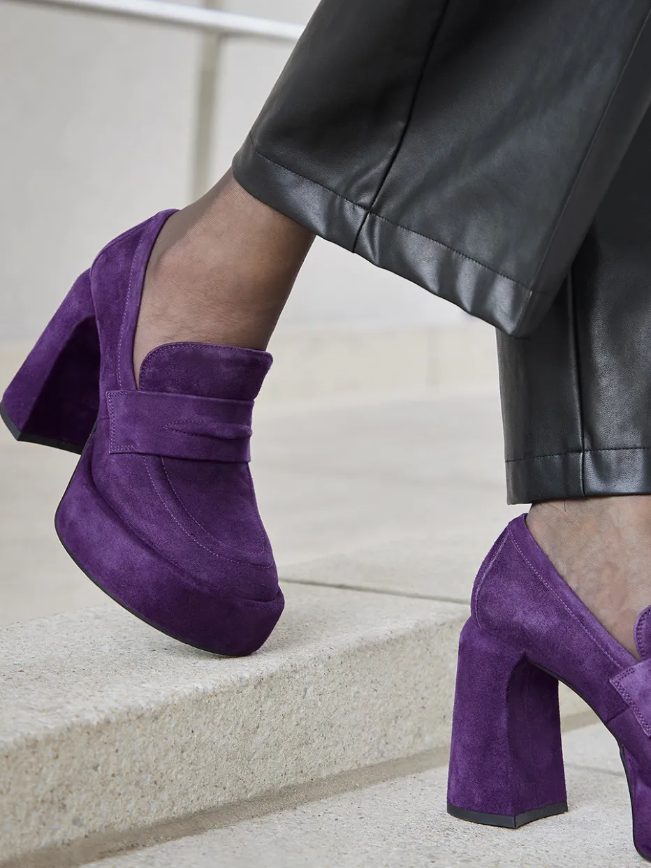 – Plateau-Loafer aus Veloursleder Violett*Elena Iachi Sale
