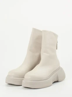 Damen Elena Iachi – Plateau-Stiefeletten aus Kalbleder Cremeweiß