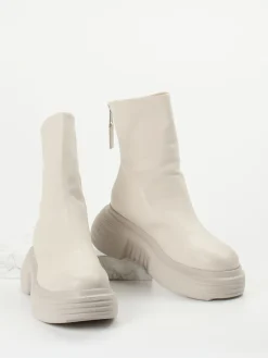 Damen Elena Iachi – Plateau-Stiefeletten aus Kalbleder Cremeweiß