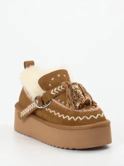 Damen Elena Iachi – Plattform-Loafer aus Veloursleder cognac