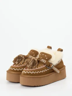 Damen Elena Iachi – Plattform-Loafer aus Veloursleder cognac