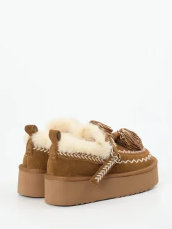 Damen Elena Iachi – Plattform-Loafer aus Veloursleder cognac