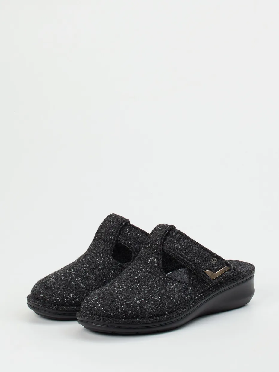 Damen Finn Comfort – Komfort-Pantoletten aus Filz anthrazit