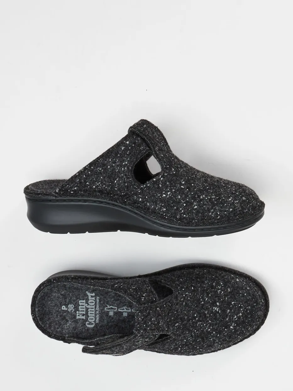 Damen Finn Comfort – Komfort-Pantoletten aus Filz anthrazit