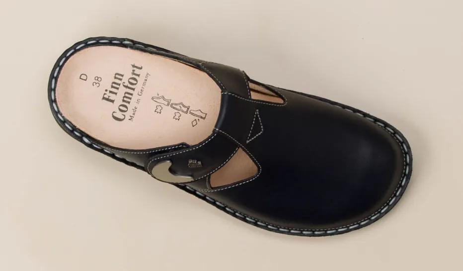Damen Finn Comfort – Komfort-Pantolette aus Kalbleder Dunkel