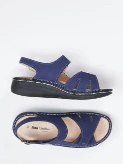 Damen Finn Comfort – Komfortsandale aus Nubukleder Marine