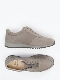Damen Finn Comfort – Komfort-Sneaker aus Nubukleder Taupe