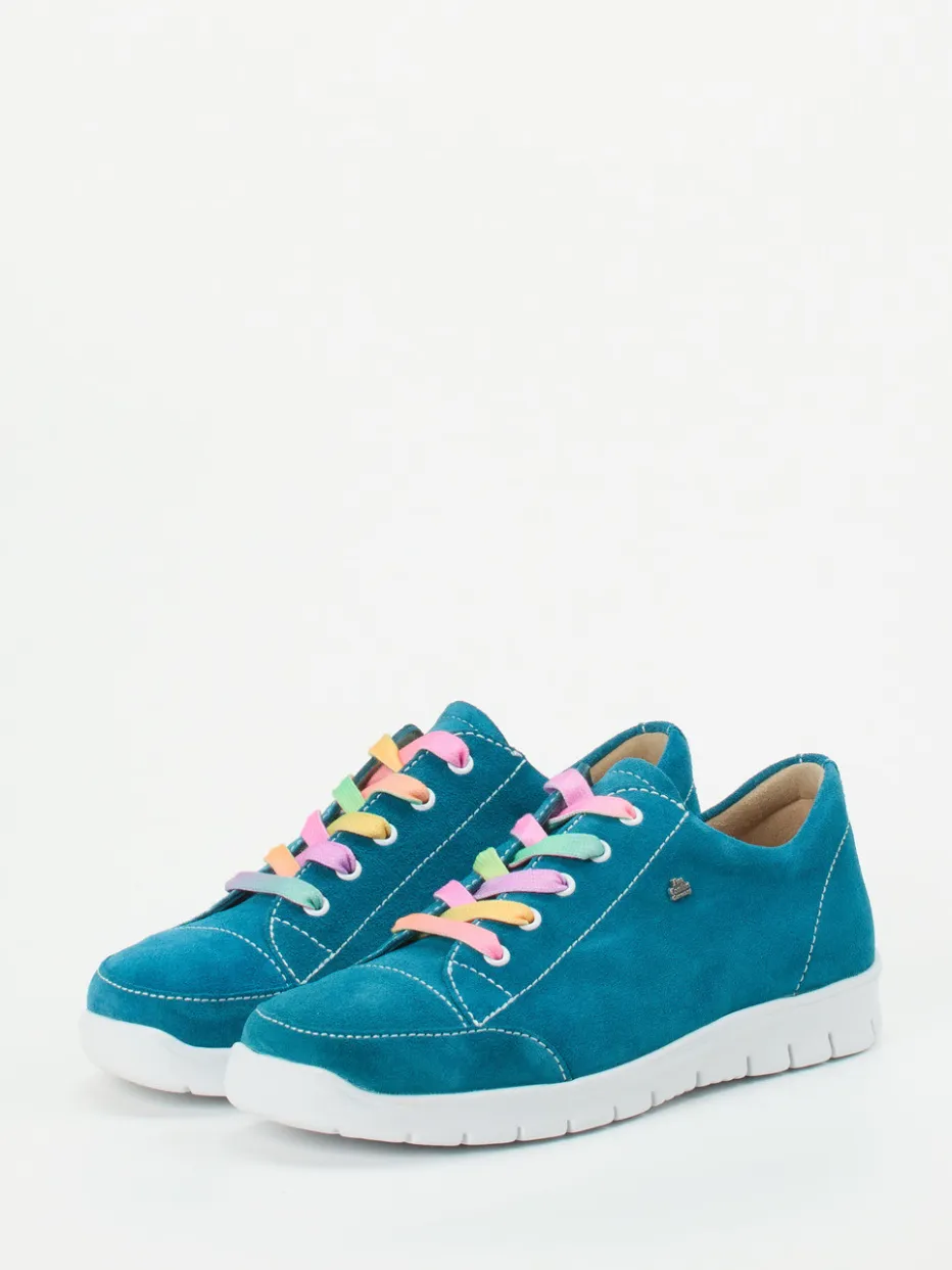 Damen Finn Comfort – Komfort-Sneaker aus Veloursleder petrol