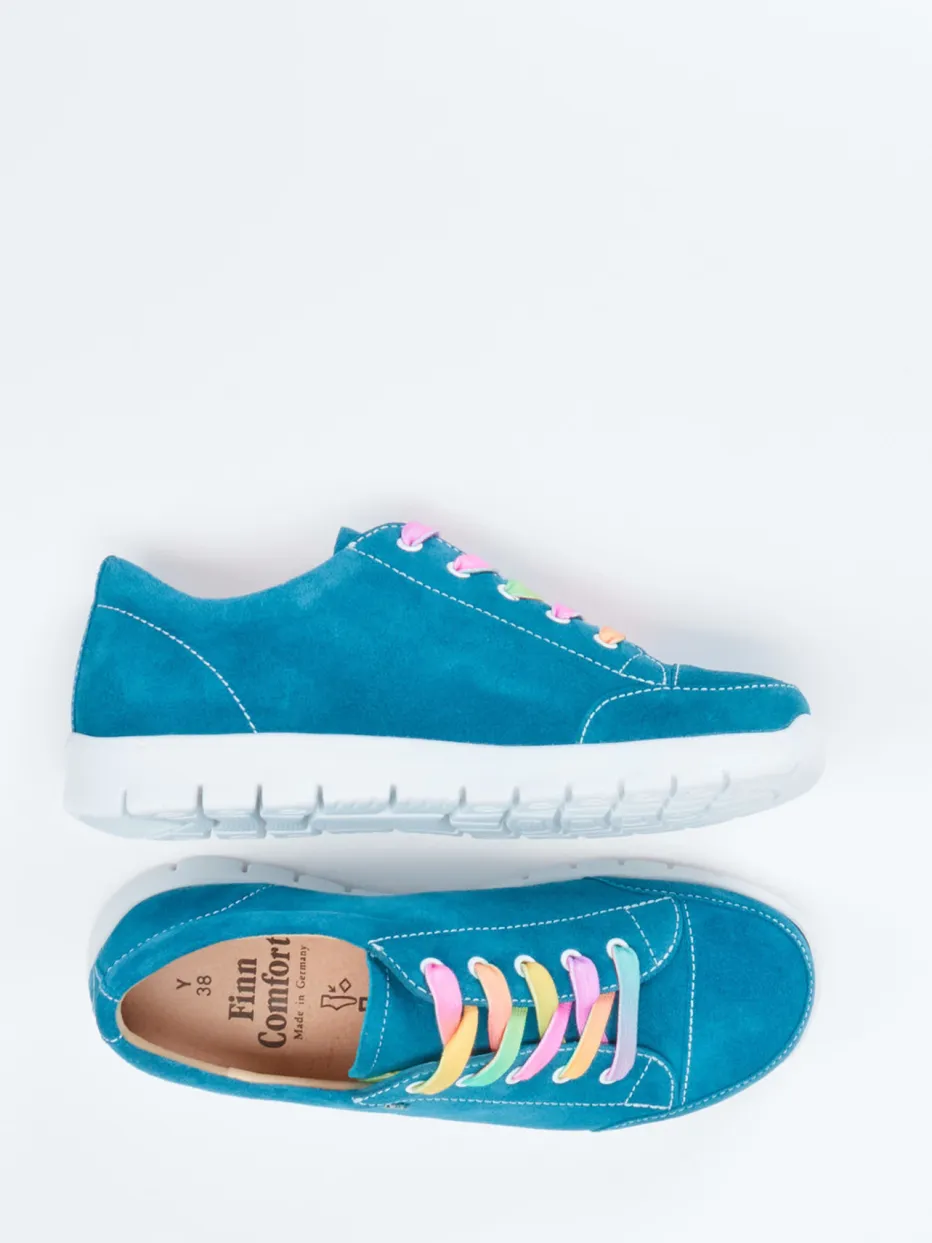 Damen Finn Comfort – Komfort-Sneaker aus Veloursleder petrol