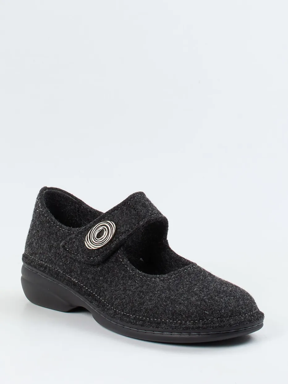 Damen Finn Comfort – Mary-Jane-Hausschuh aus Wollfilz anthrazit