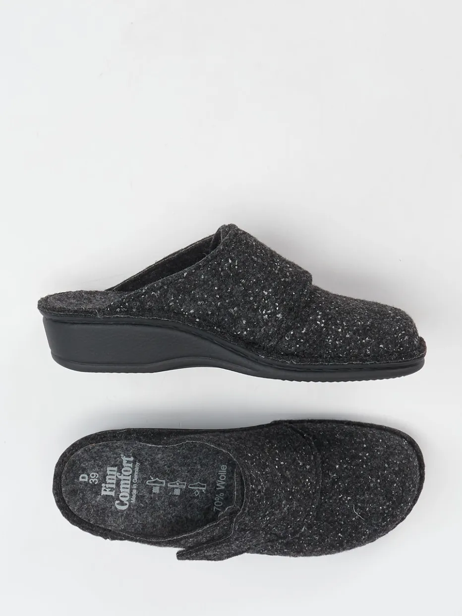 Damen Finn Comfort – Pantoffeln aus Wollfilz in Anthrazit