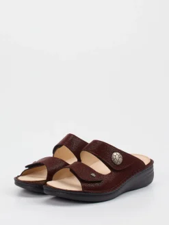 – Pantolette aus geprägtem Leder bordeaux*Finn Comfort Clearance