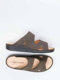 Herren Finn Comfort – Pantolette aus Nubukleder Dunkel