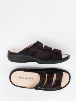 Damen Finn Comfort – Pantolette aus geprägtem Leder Camouflage