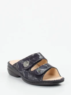 Damen Finn Comfort – Pantolette aus geprägtem Leder Dunkel