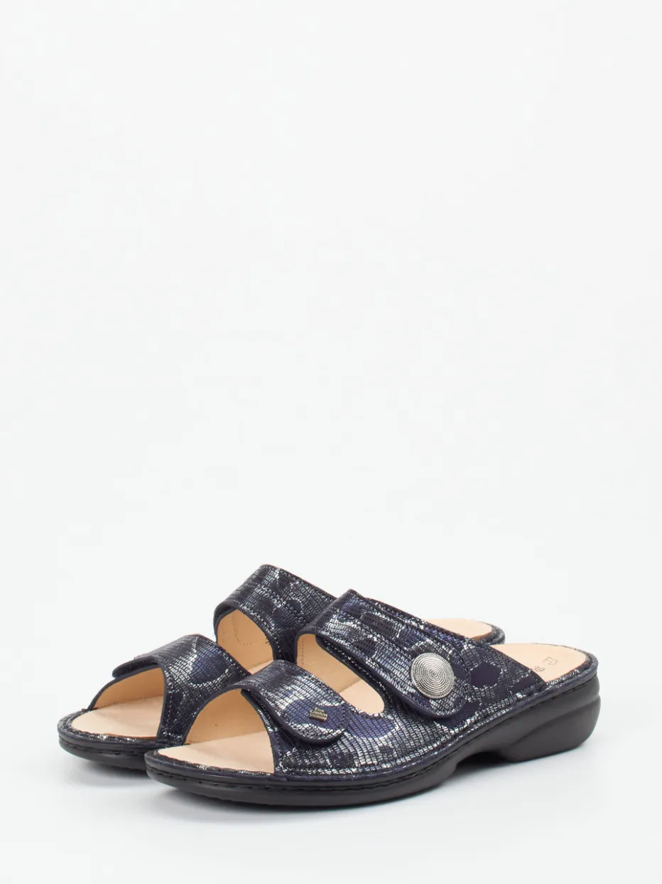 Damen Finn Comfort – Pantolette aus geprägtem Leder Dunkel