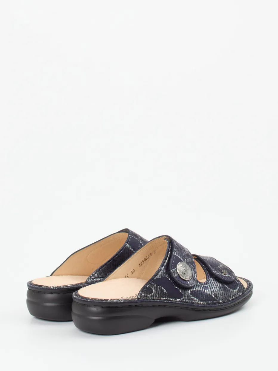 Damen Finn Comfort – Pantolette aus geprägtem Leder Dunkel