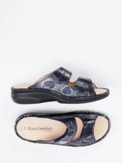 Damen Finn Comfort – Pantolette aus geprägtem Leder Dunkel