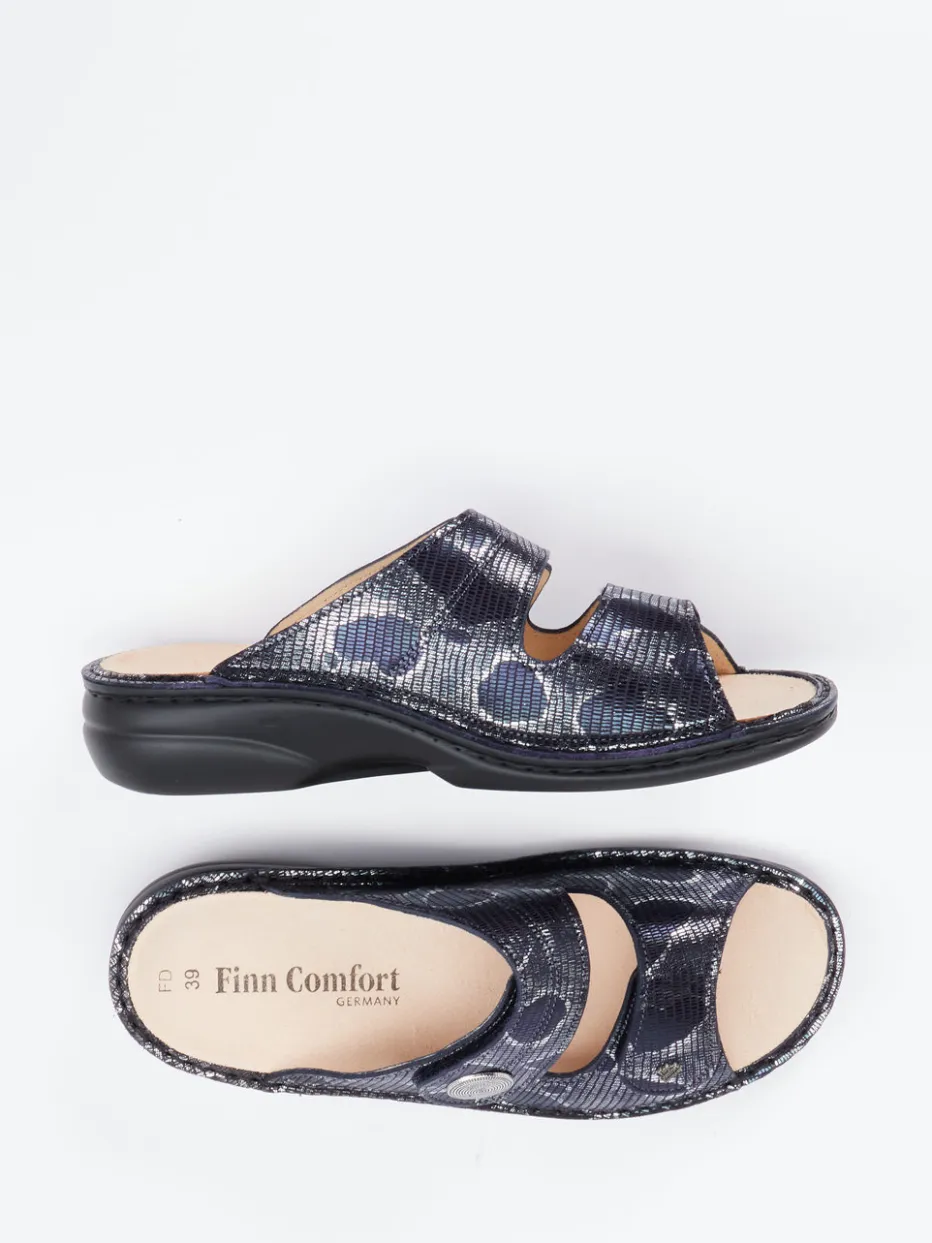 Damen Finn Comfort – Pantolette aus geprägtem Leder Dunkel