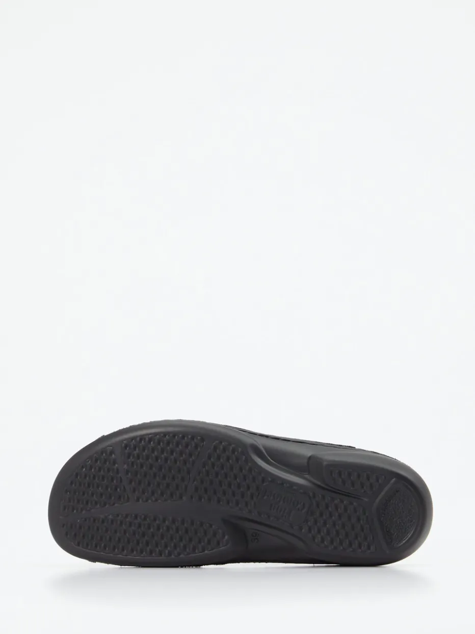 Damen Finn Comfort – Pantolette aus geprägtem Leder Dunkel