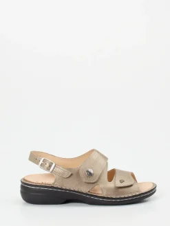 Damen Finn Comfort – Sandale aus Metallicleder Champagner