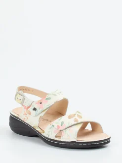 Damen Finn Comfort – Sandalen aus geprägtem Leder floral