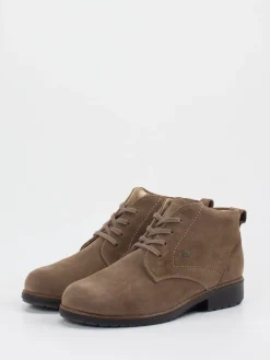 Damen Finn Comfort – Schnürboots aus Veloursleder taupe